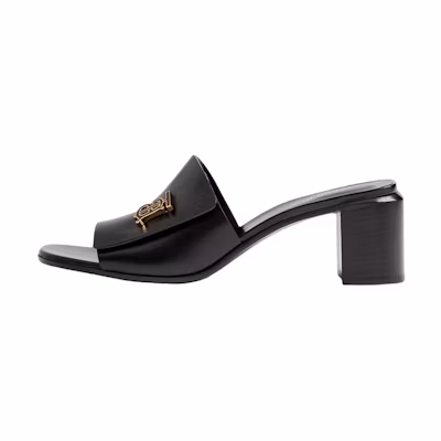 (W) Burberry Monogram Calfskin Sandal 'Black Logo Block Heel'