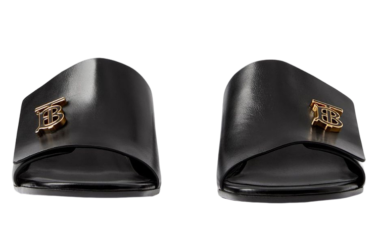 (W) Burberry Monogram Calfskin Sandal 'Black Logo Block Heel' 圖 2