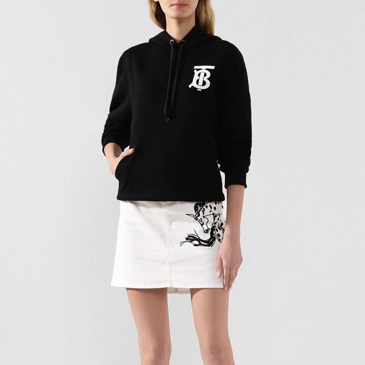 (Women) Burberry Monogram Cotton Hoodie for Women in Black 80243521 圖 5