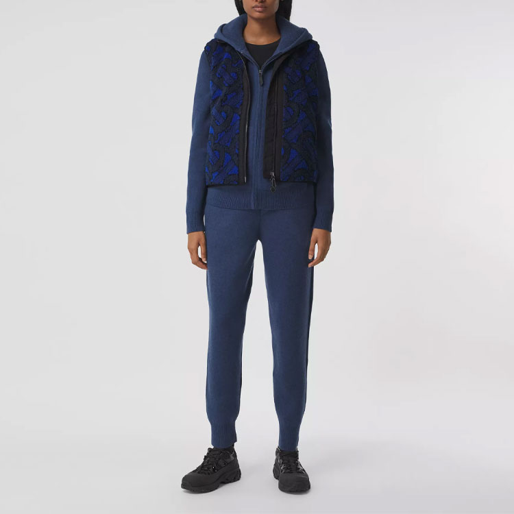 Shop (W) 버버리 모노그램 자카드 플리스 조끼 네이비 블루 80392271