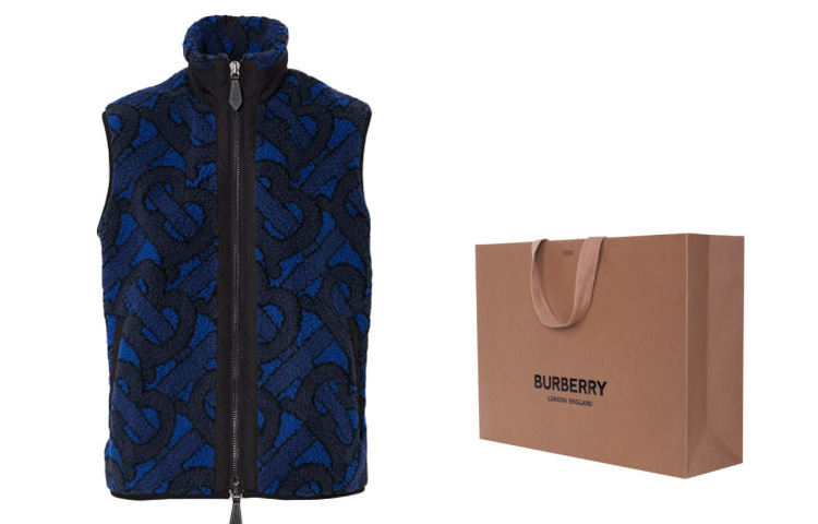 Cheap (W) 버버리 모노그램 자카드 플리스 조끼 네이비 블루 80392271