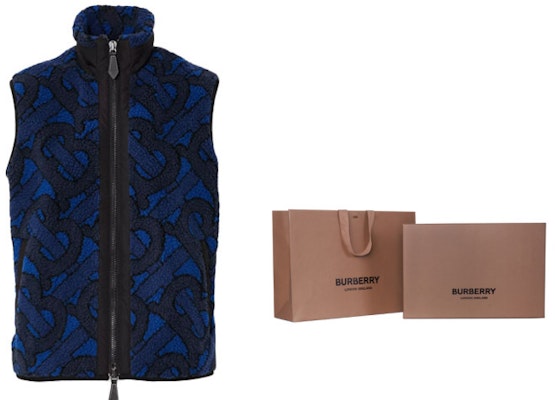 (W) 버버리 모노그램 자카드 플리스 조끼 네이비 블루 80392271 1