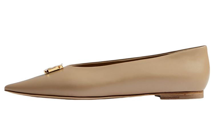 (W) Burberry Monogram Leather Ballet Flats 'Beige'