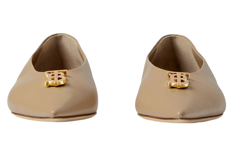 (W) Burberry Monogram Leather Ballet Flats 'Beige' 圖 2