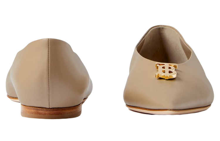 (W) Burberry Monogram Leather Ballet Flats 'Beige' 圖 3