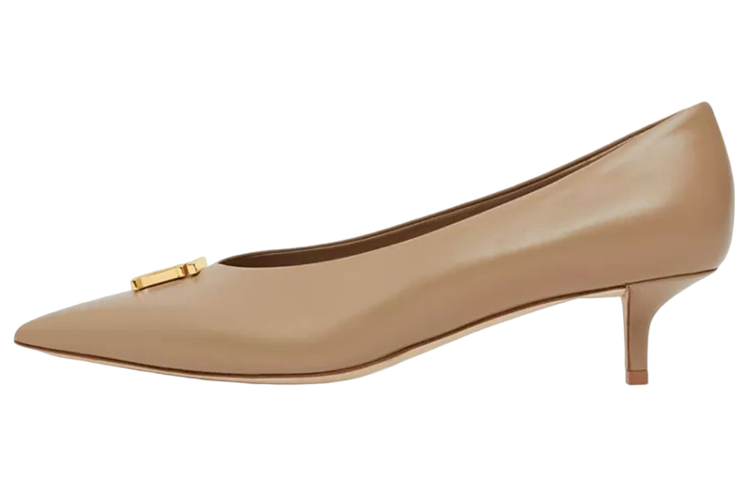(W) Burberry Monogram Leather Mid-Heel 'Light Brown'