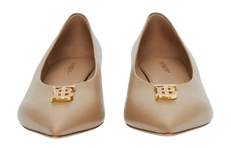 (W) Burberry Monogram Leather Mid-Heel 'Light Brown' 圖 3