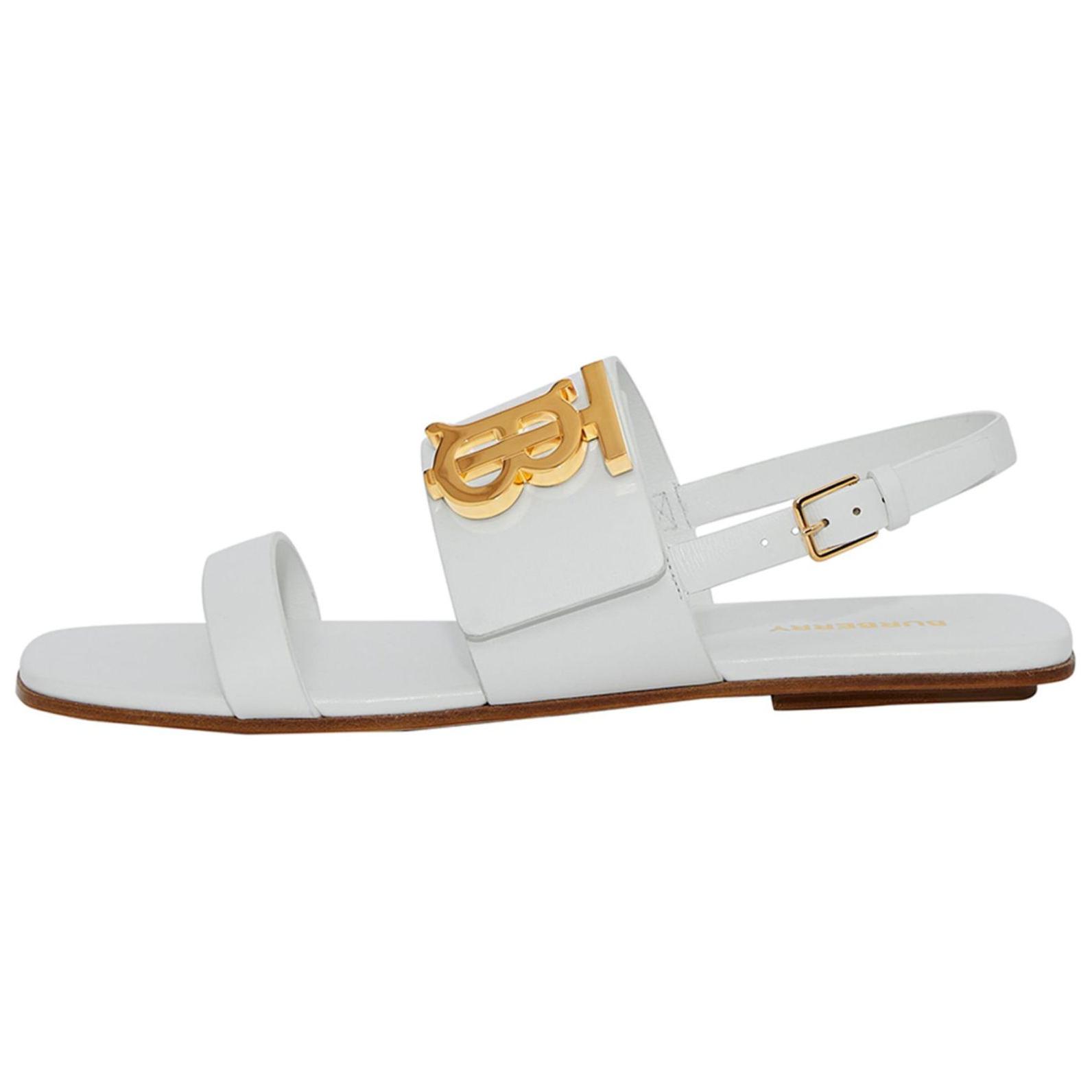 (W) Burberry Monogram Leather Sandal 'White'