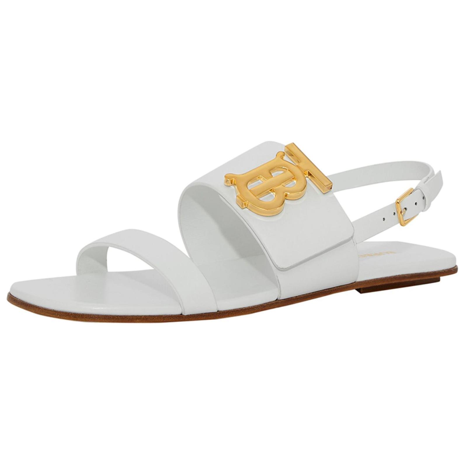 (W) Burberry Monogram Leather Sandal 'White' 圖 2
