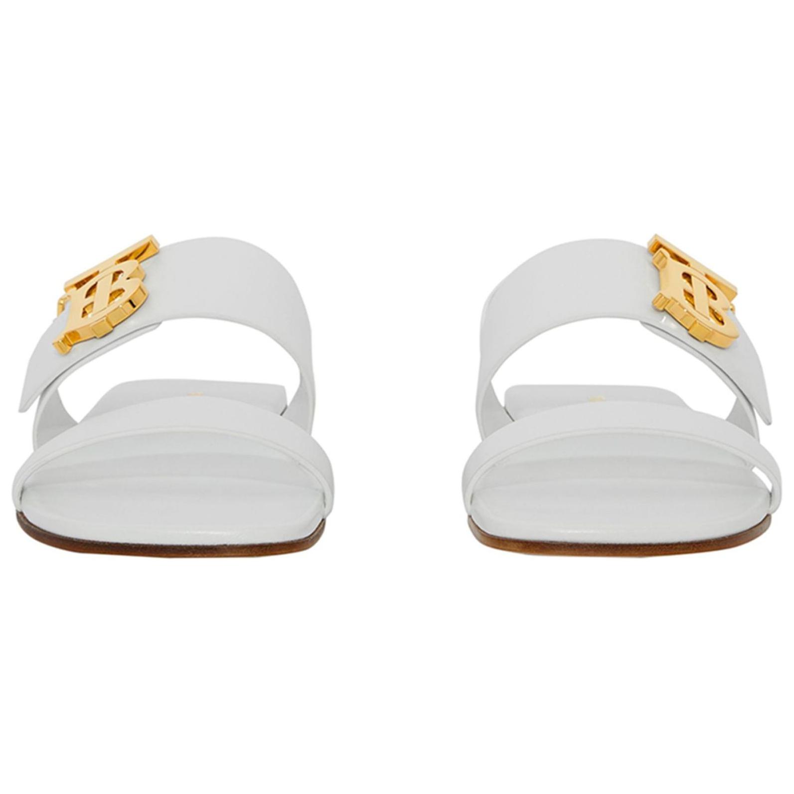 (W) Burberry Monogram Leather Sandal 'White' 圖 3