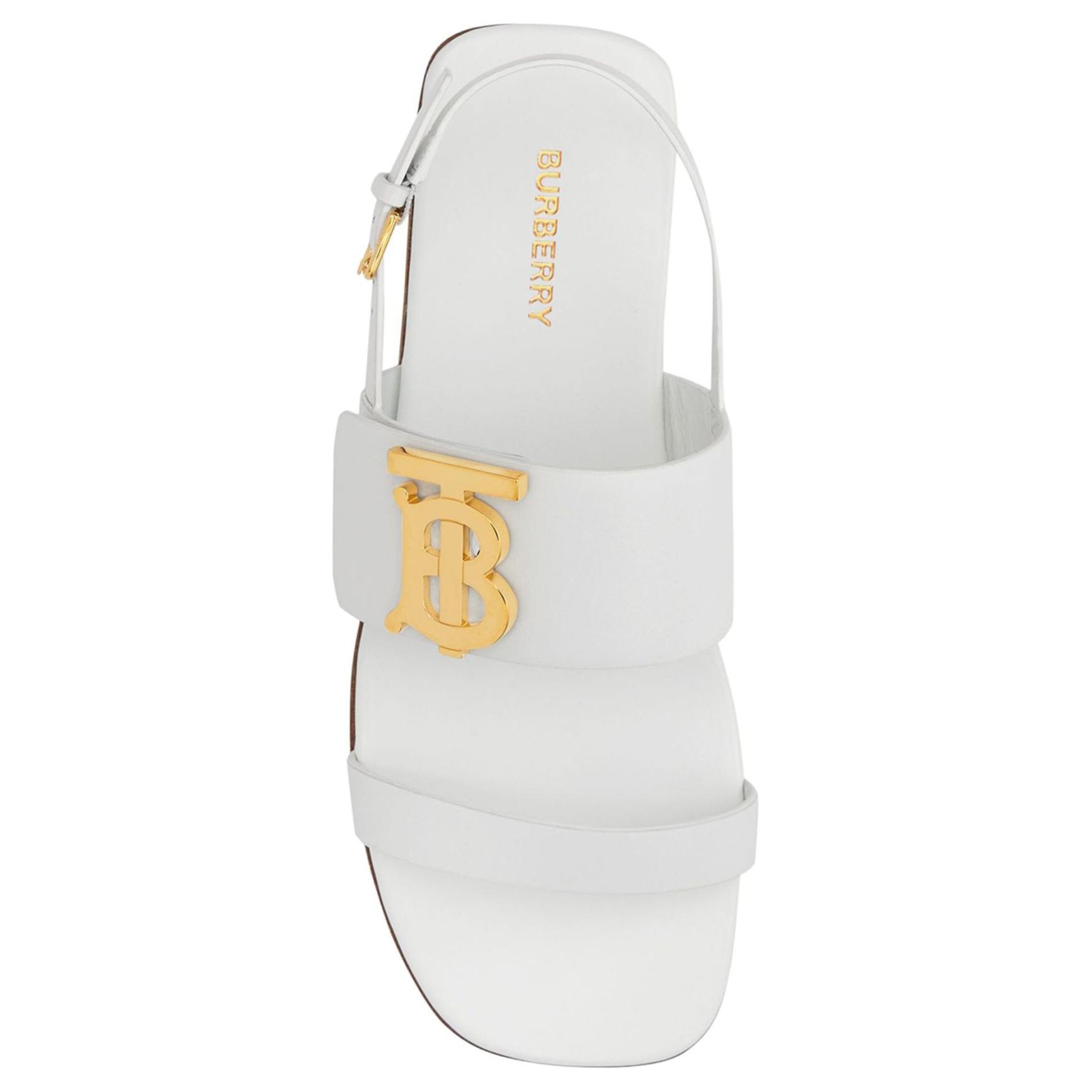 (W) Burberry Monogram Leather Sandal 'White' 圖 4