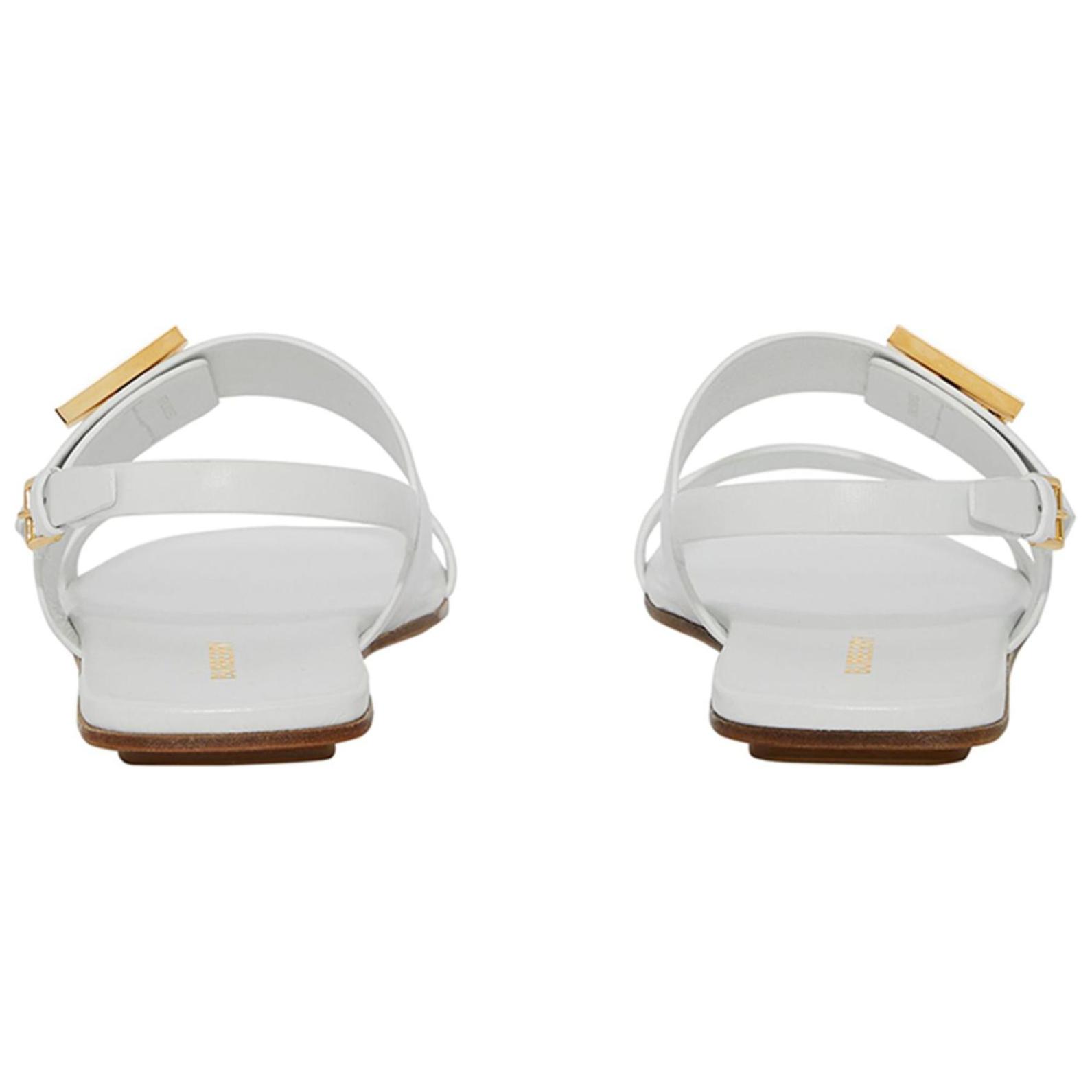 (W) Burberry Monogram Leather Sandal 'White' 圖 5