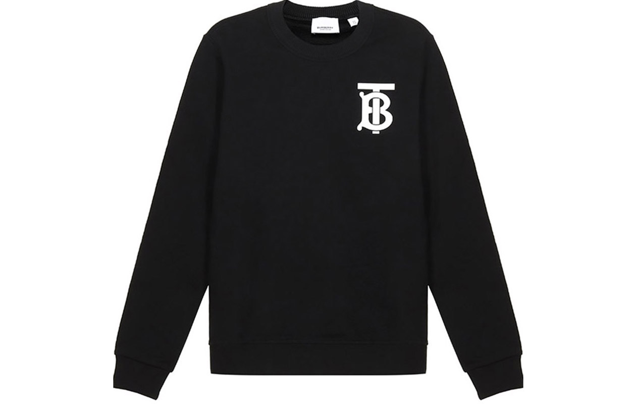 Order (W) Burberry Monogram Logo Crewneck Pullover Sweater Hitam 80243461