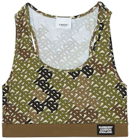 (Women) Burberry Monogram Print Crop Tank Top Army Green 80189761 (Women) Burberry Monogram Print Crop Tank Top Army Green 80189761