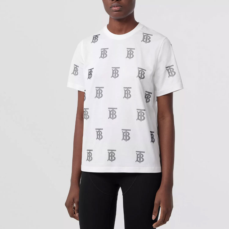 (Women) Burberry Monogram Print Oversized T-Shirt White  FW22 Collection. 80623521 圖 5