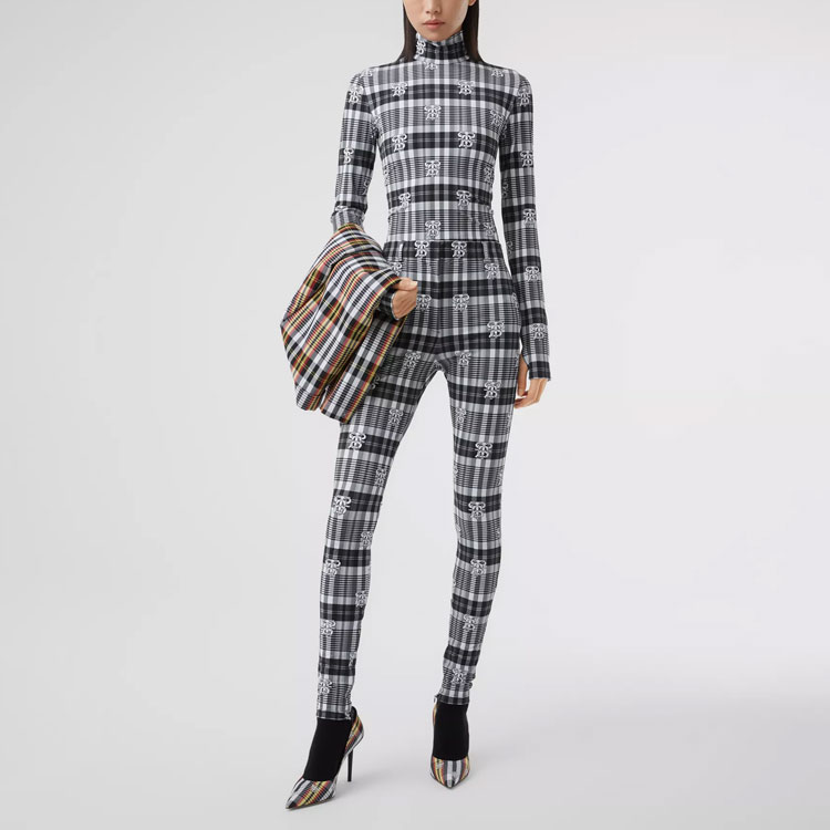 Lookbook (W) Pantalones Ajustados Burberry Monogram Gris Claro 80379261