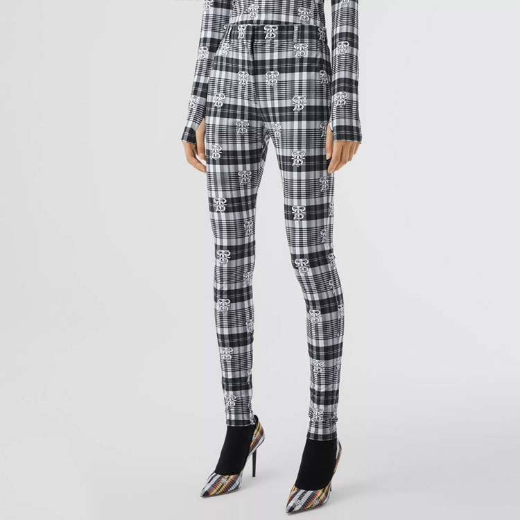 Shop (W) Pantalones Ajustados Burberry Monogram Gris Claro 80379261