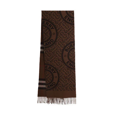 (Women) Burberry Monogram Wool Scarf for Women - Brown 80650901