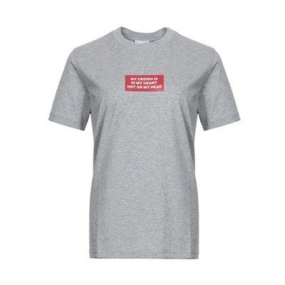 (Women) Burberry Montage Letter Print Gray Tee Regular Fit 80172851