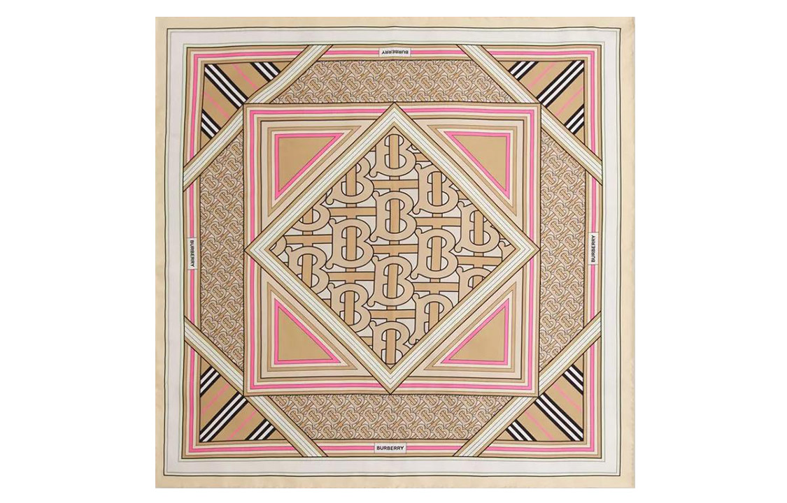 (Women) Burberry Montage Print Silk Scarf for Women Beige/Light Pink. 80560421 圖 2