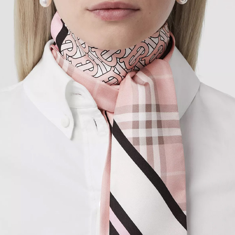 (Women) Burberry Montage Print Slim Silk Scarf Women’s - Crimson Red 80560261 圖 4