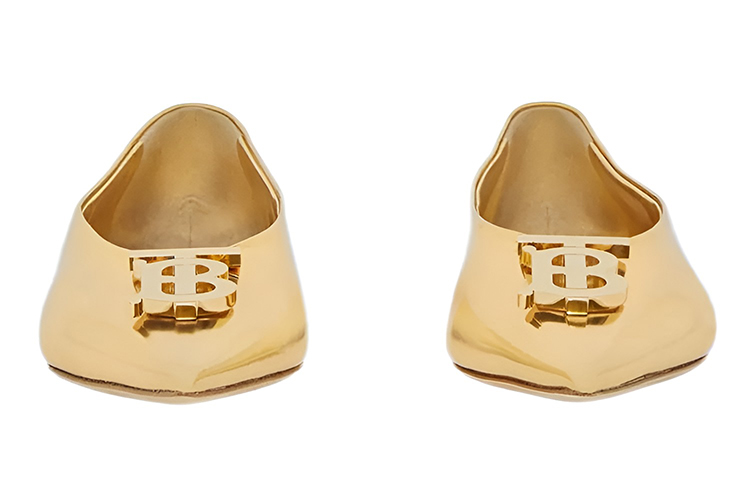 (W) Burberry Motif 'Metallic Leather Gold Ballet Flats' 圖 2