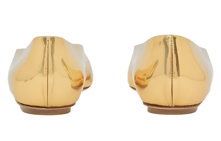 (W) Burberry Motif 'Metallic Leather Gold Ballet Flats' 圖 3