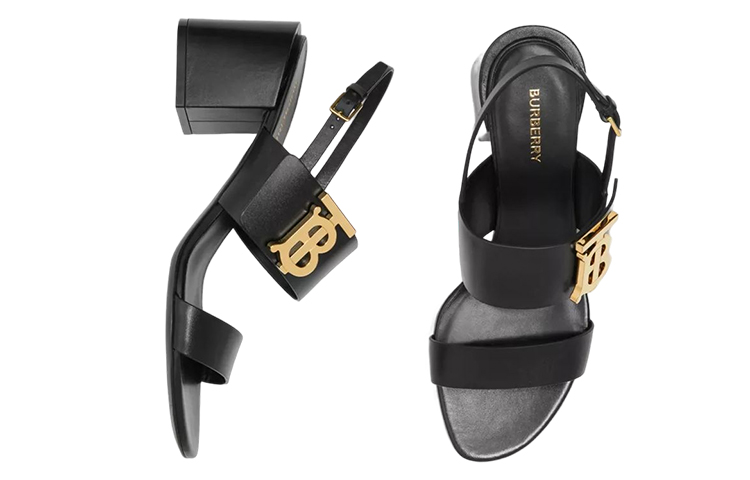 (W) Burberry Motif Leather Sandal 'Black' 圖 4