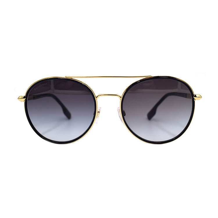 (Women) BURBERRY Navigator Striped Holiday Edition Sunglasses 3131 Women Black Gold B3131 1109/8G-55