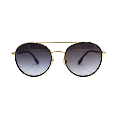(Women) BURBERRY Navigator Striped Holiday Edition Sunglasses 3131 Women Black Gold B3131 1109/8G-55
