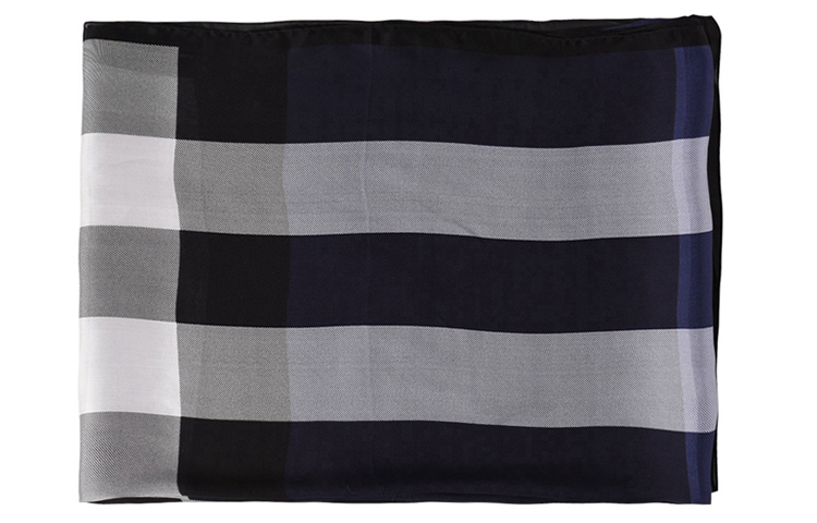 (Women) Burberry Navy and White Large Check Silk Scarf. 40084121 圖 3