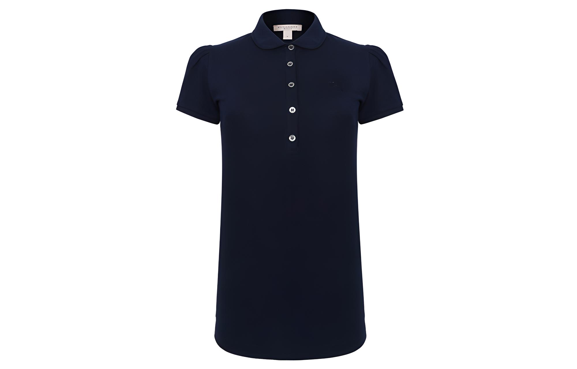 (Women) Burberry Navy Blue Cotton Short Sleeve Polo Shirt. 38471291