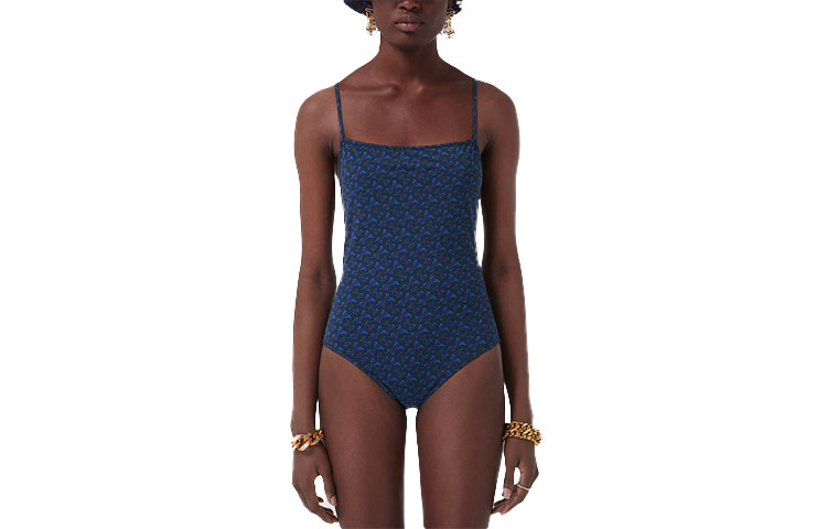 (Women) Burberry Navy Logo Print Sleeveless One-Piece Swimsuit. 80488851