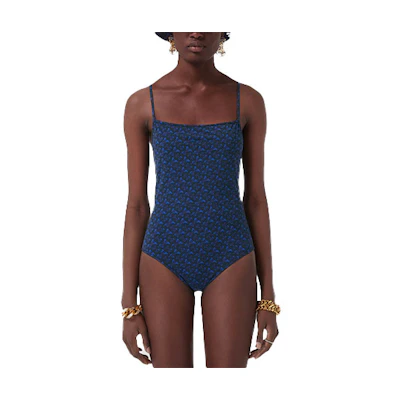 (Women) Burberry Navy Logo Print Sleeveless One-Piece Swimsuit. 80488851