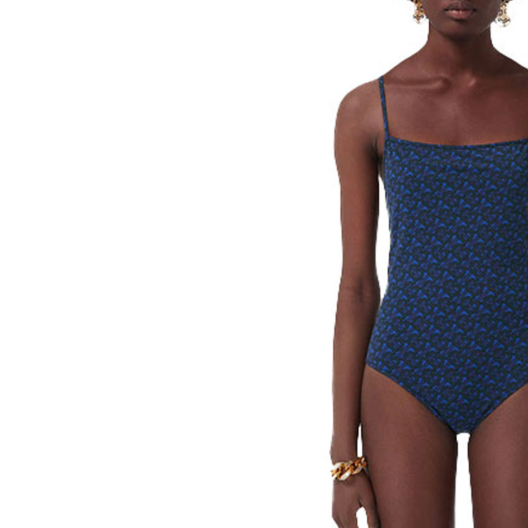 Purchase (W) 巴宝莉海军蓝logo印花无袖连体泳衣。 80488851