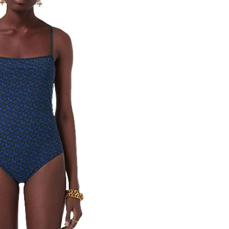 Details for (W) 巴宝莉海军蓝logo印花无袖连体泳衣。 80488851