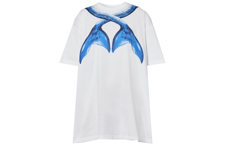 Order (Women) Burberry Navy Mermaid Tail Print Cotton T-Shirt 45680071