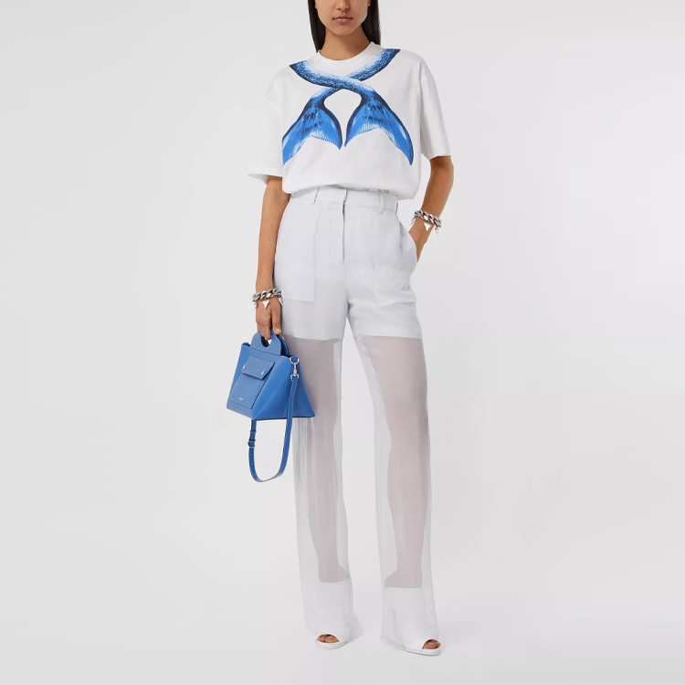 Lookbook (Women) Burberry Navy Mermaid Tail Print Cotton T-Shirt 45680071