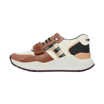(W) Burberry Nylon and Leather Sneaker 'White Brown'