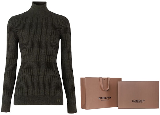 (W) 버버리 올리브 슬림핏 터틀넥 니트 스웨터 80332001 1