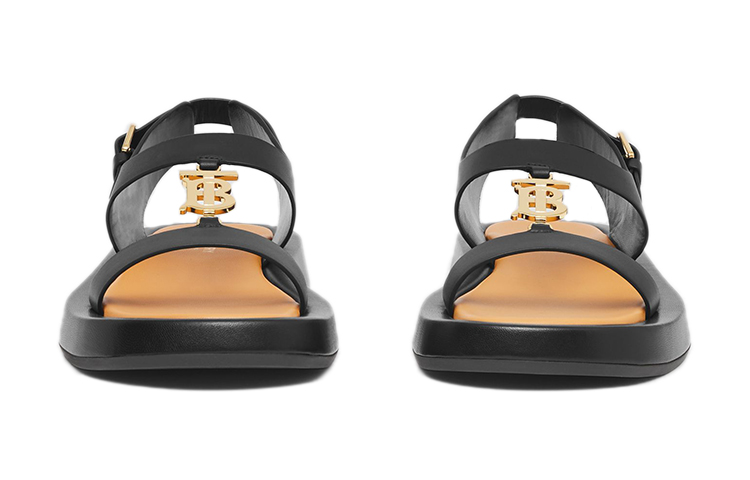 Lookbook (W) Burberry Open-Toe Sandalen ''Logo Patroon Leer Zwart'' 80392441