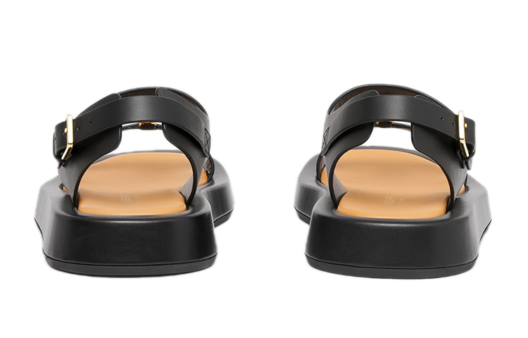 Purchase (W) Burberry Open-Toe Sandalen ''Logo Patroon Leer Zwart'' 80392441