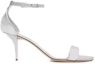 Order (W) Burberry Sandal Tumit Tinggi Kulit Hujung Terbuka 'Perak' 80534861