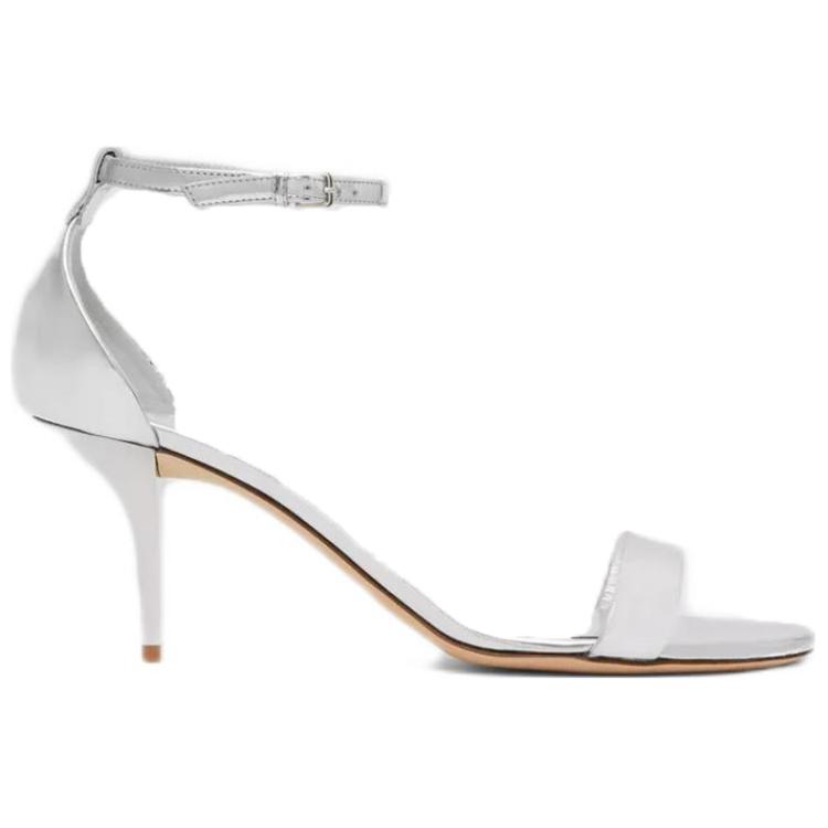 Order (W) Sandales à Talons Hauts Ouvertes en Cuir Burberry ''Argent'' 80534861