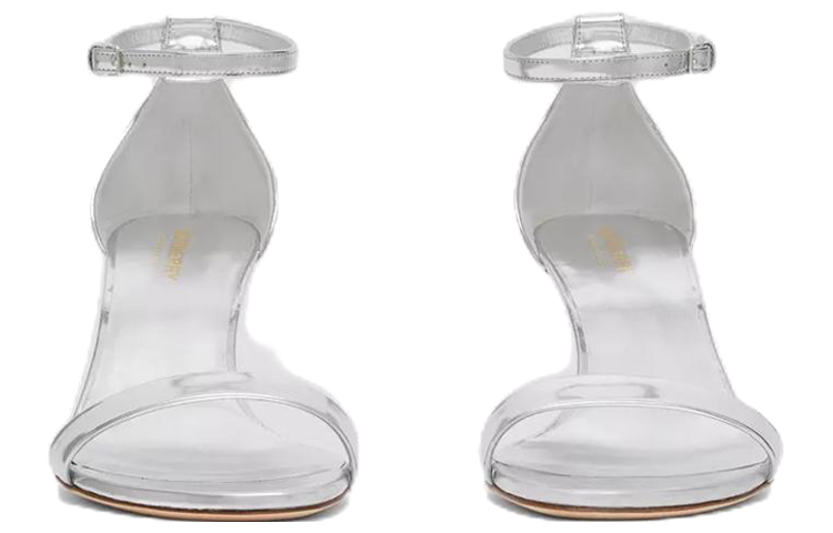 Lookbook (W) Sandales à Talons Hauts Ouvertes en Cuir Burberry ''Argent'' 80534861