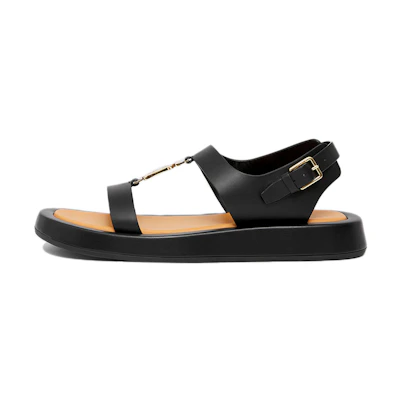 (W) Burberry Open-Toe Sandal 'Logo Pattern Leather Black'