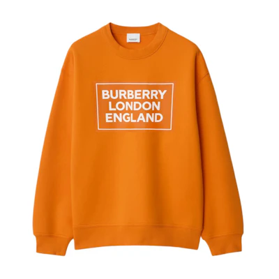 (Women) Burberry Orange Letter Logo Print Crewneck Long Sleeve Sweatshirt 80934371