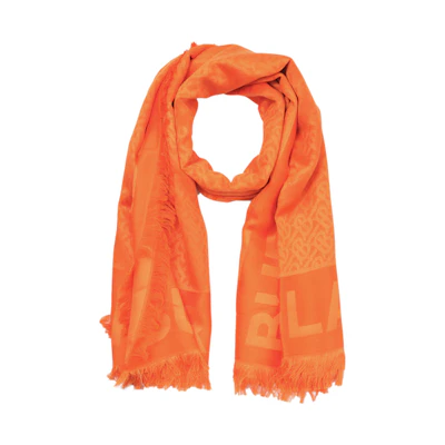 (Women) Burberry Orange Printed Mulberry Silk Scarf. 80148751