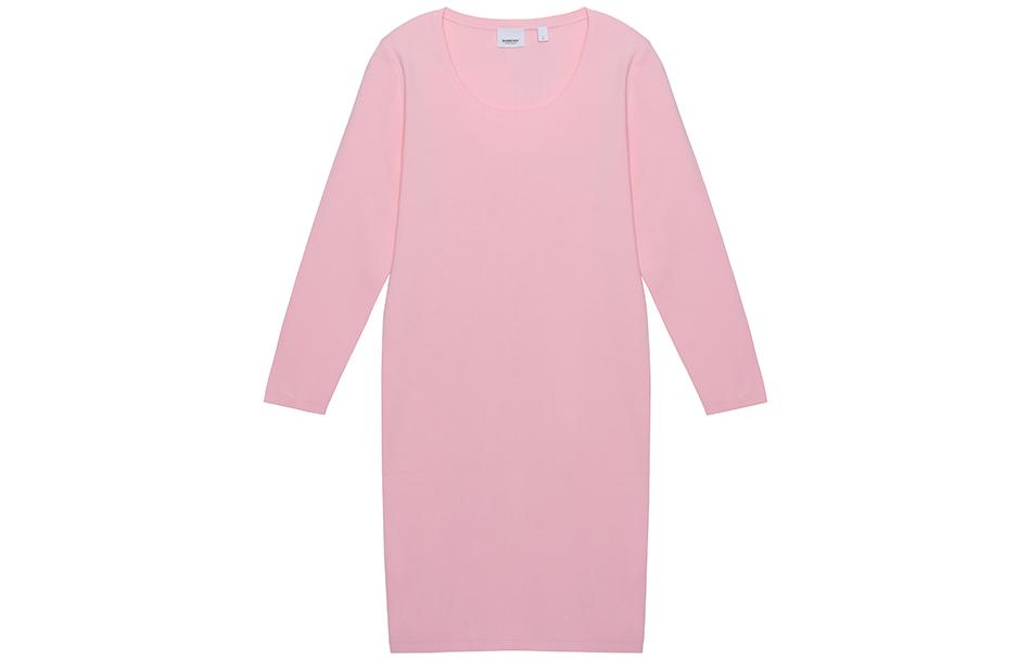 Order (W) Vestido Burberry Rosa Orquídea Monograma Manga Larga Stretch 80391791