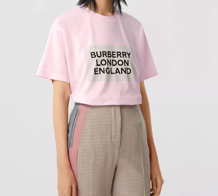 (Women) Burberry Oversize Letter Logo Print Loose Cotton T-Shirt Women Pink 80268821 Details for (Women) Burberry Oversize Letter Logo Print Loose Cotton T-Shirt Women Pink 80268821
